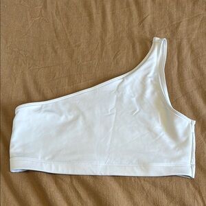 White One-Shoulder workout to swim top